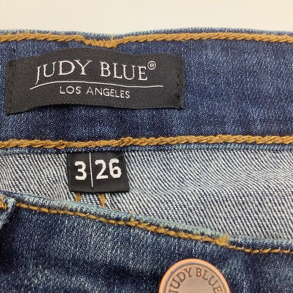 Judy Blue Womens Skinny Fit Distressed Denim Jeans Blue Size 3/26 - Picture 6 of 12